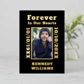 ブラックカスタム金ゴールド写真Forever In Ourハート 箔招待状 (立ち正面)