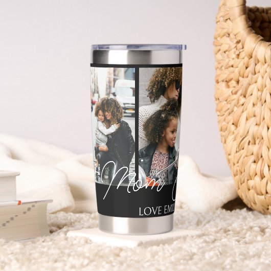 ブラックカスタム4写真コラージュ最高のマ・エバー 保温保冷タンブラー (リビング)