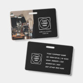 ブラックカスタムID | 現代のミニマル社員バッジ バッジ (Front & Back)