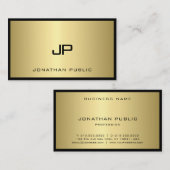 ブラックカッコいいおよび金ゴールドモノグラムグラマープロフェッショナル 名刺 (正面/裏面)