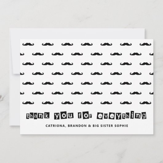 ブラックカットアウトタイポグラフィ男の赤ちゃんフォト誕生 案内状 (裏面)