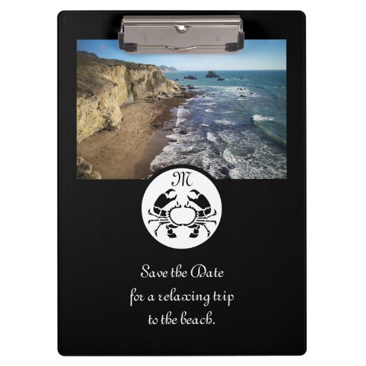 ブラックカニのステンシルモノグラム写真 クリップボード (正面)