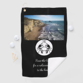 ブラックカニのステンシルモノグラム写真 ゴルフタオル (インサイチュ)