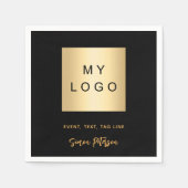 ブラックカフェバーのロゴの署名 スタンダードカクテルナプキン (正面)