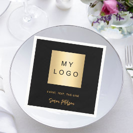 ブラックカフェバーのロゴの署名 スタンダードカクテルナプキン