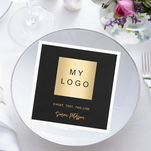 ブラックカフェバーのロゴの署名 スタンダードカクテルナプキン