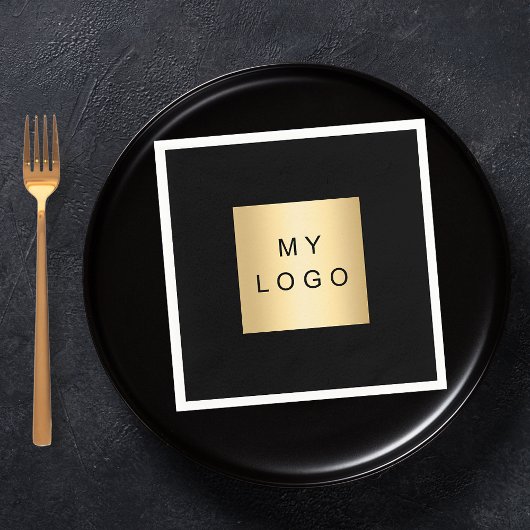 ブラックカフェバービジネスロゴ スタンダードカクテルナプキン