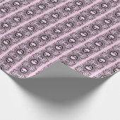 ブラックカメオダマスクスカルオンピンクラップ紙 ラッピングペーパー (角)