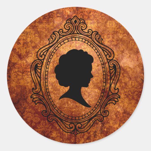 ブラックカメオレンジグランジュスモールラウンドステッカー ラウンドシール (正面)