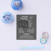 ブラックカメラアイコン、写真家、写真撮影 チラシ (シングル)