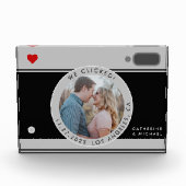 ブラックカメラユニーク写真結婚記念日 フォトブロック (正面)