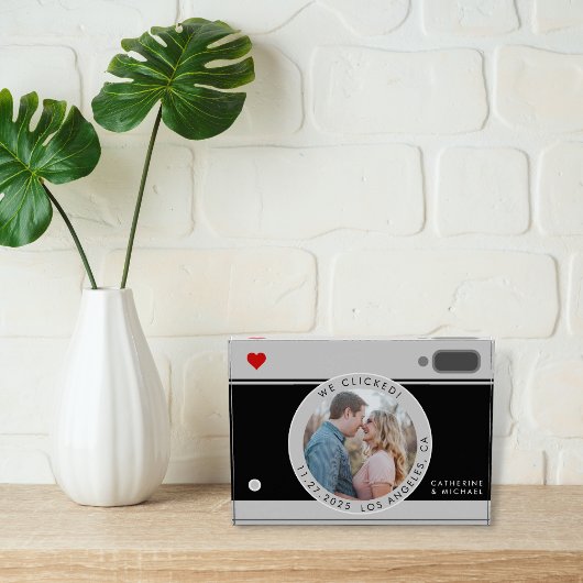 ブラックカメラユニーク写真結婚記念日 フォトブロック