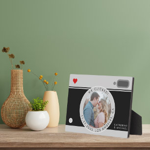 ブラックカメラユニーク写真結婚記念日 フォトプラーク