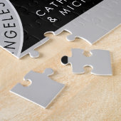 ブラックカメラ結婚写真のユニーク日付の保存 ジグソーパズル (側面)