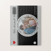 ブラックカメラ結婚写真のユニーク日付の保存 ジグソーパズル (縦)