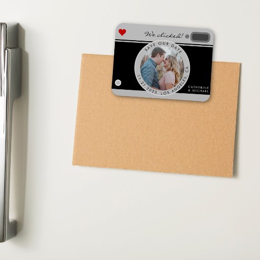 ブラックカメラ結婚写真のユニーク日付の保存 マグネット