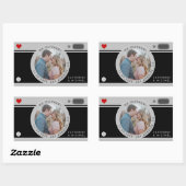 ブラックカメラ結婚写真のユニーク日付の保存 長方形シール (シート)