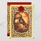 ブラックカラストランプ、トランプのポーカーパーティーレッドワックスシール 招待状 (正面/裏面)