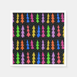 ブラックカラフルのクリスマスツリー スタンダードカクテルナプキン