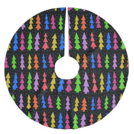 ブラックカラフルのクリスマスツリー ブラッシュドポリエステルツリースカート