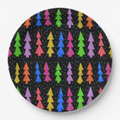 ブラックカラフルのクリスマスツリー ペーパープレート (正面)