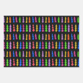 ブラックカラフルのクリスマスツリー ラッピングペーパーシート (正面3)