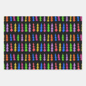 ブラックカラフルのクリスマスツリー ラッピングペーパーシート (正面2)