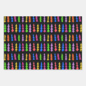 ブラックカラフルのクリスマスツリー ラッピングペーパーシート (正面)