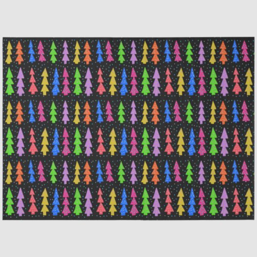 ブラックカラフルのクリスマスツリー 薄葉紙 (正面)