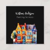 ブラックカラフルはQRコードを収容 スクエア名刺 (正面)