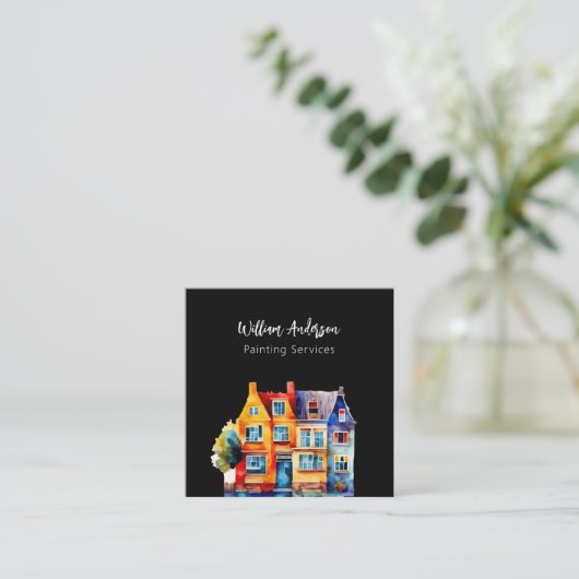 ブラックカラフルはQRコードを収容 スクエア名刺 (スタンド正面)