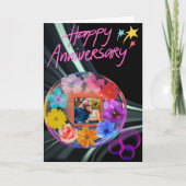 ブラックカラフルフローラクリスタル抽象芸術Son & Wife サンキューカード (正面)