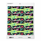 ブラックカラフルペイズリーパタモダンーンモノグラム ラベル (フルシート)