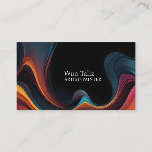 ブラックカラフルミニマル抽象芸術アーティスト 名刺 (正面)