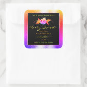 ブラックカラフル製品ラベルのフローラグリッター スクエアシール (バッグ)