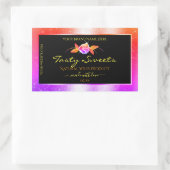 ブラックカラフル製品ラベルのフローラグリッター 長方形シール (バッグ)