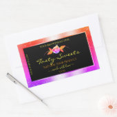 ブラックカラフル製品ラベルのフローラグリッター 長方形シール (封筒)