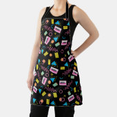ブラックカラフル80年代80年代のレトロパターン エプロン (インサイチュ)