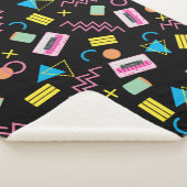 ブラックカラフル80年代80年代のレトロパターン シェルパブランケット (3/4)