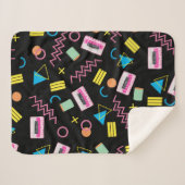 ブラックカラフル80年代80年代のレトロパターン シェルパブランケット (正面(横))