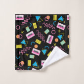 ブラックカラフル80年代80年代のレトロパターン バスタオルセット (ウォッシュタオル)