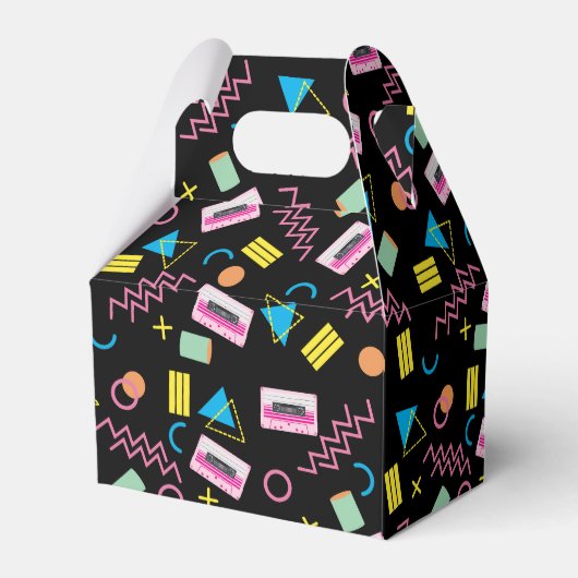 ブラックカラフル80年代80年代のレトロパターン フェイバーボックス (裏面サイド)