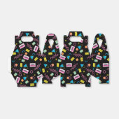 ブラックカラフル80年代80年代のレトロパターン フェイバーボックス (折り畳みなし)