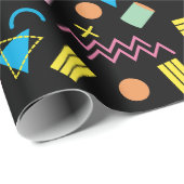 ブラックカラフル80年代80年代のレトロパターン ラッピングペーパー (ロールコーナー)