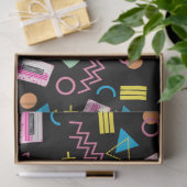 ブラックカラフル80年代80年代のレトロパターン 薄葉紙 (ギフト)