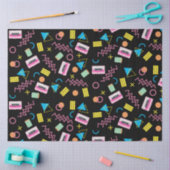 ブラックカラフル80年代80年代のレトロパターン 薄葉紙 (クラフト)