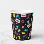 ブラックカラフル80年代80年代のレトロパーティーテーマ 紙コップ (裏面)