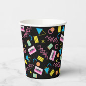ブラックカラフル80年代80年代のレトロパーティーテーマ 紙コップ (左)
