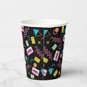 ブラックカラフル80年代80年代のレトロパーティーテーマ 紙コップ (右)