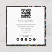 ブラックカラフル80年代80年代のレトロパーティープランナー スクエア名刺 (裏面)